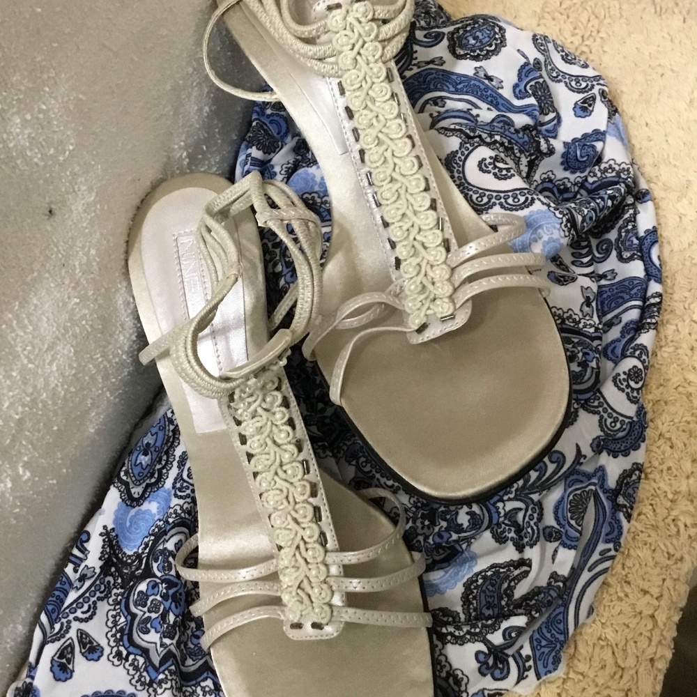 Nine West Rochelle Women's High Heels Slip Ons Open Toe Shoes Size 6.5